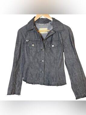 Burberry London Denim Jean Jacket Black Nova Check Moto Motorcycle Sz 2 Italy